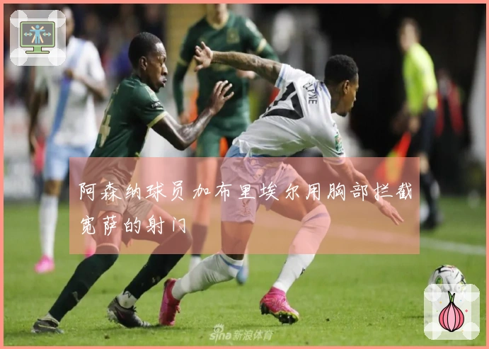 阿森纳球员加布里埃尔用胸部拦截宽萨的射门